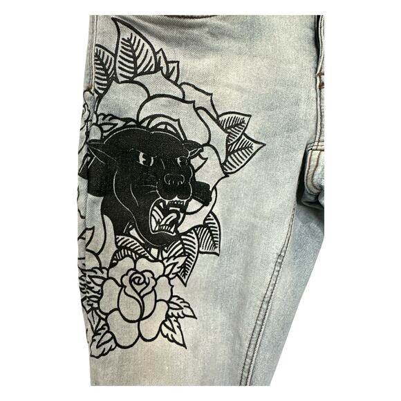 Ninth Hall Rogue Printed Light Aged Skinny Jeans Size 28 - Picture 15 of 16